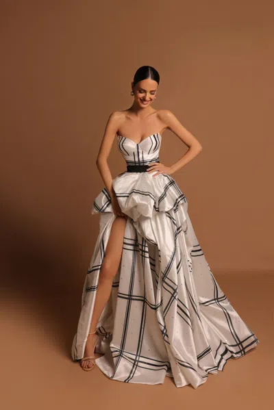 Tarik Ediz Strapless Belfast Gown In Multi