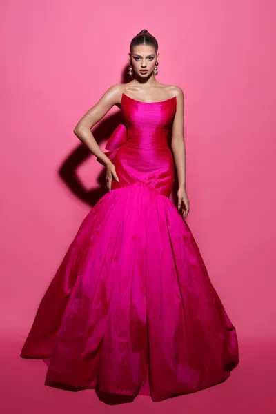 Tarik Ediz Strapless Cameron Gown In Multi
