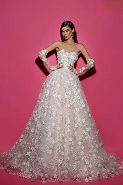 Tarik Ediz Strapless Delena Gown In Multi