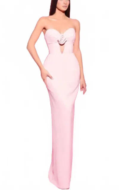 Tarik Ediz Strapless Dress With Cut Out Bodice In Ice Pink