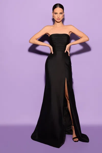 Tarik Ediz Strapless Jewel Gown In Multi