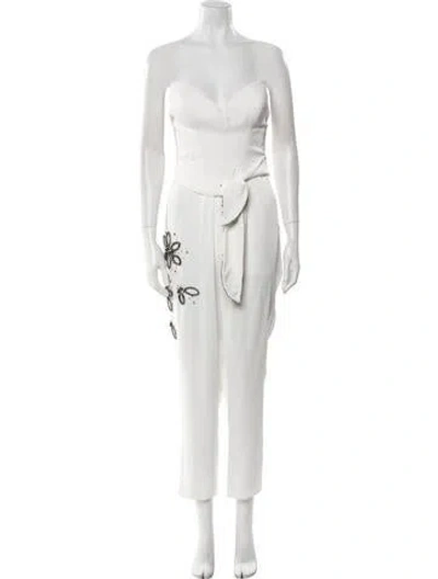 Pre-owned Tarik Ediz Strapless Jumpsuit In White