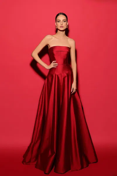 Tarik Ediz Strapless Kristen Gown In Multi