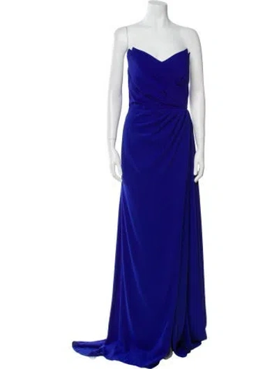 Pre-owned Tarik Ediz Strapless Long Dress In Blue