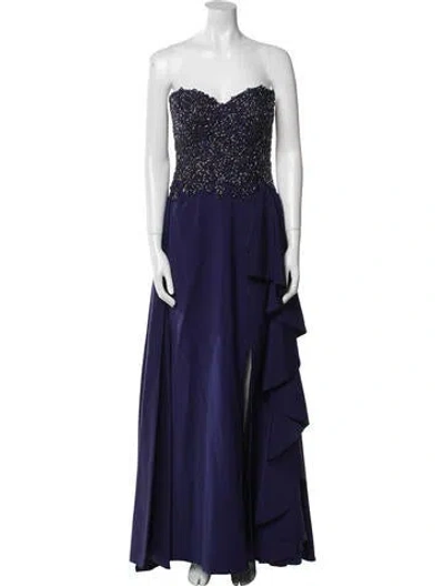 Pre-owned Tarik Ediz Strapless Long Dress In Blue