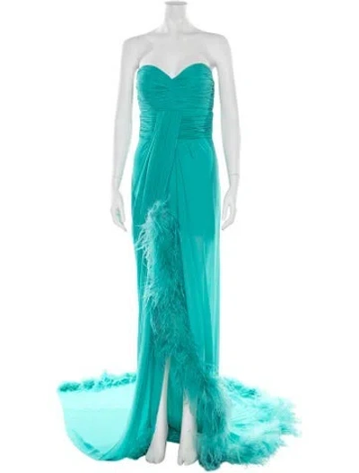 Pre-owned Tarik Ediz Strapless Long Dress In Blue