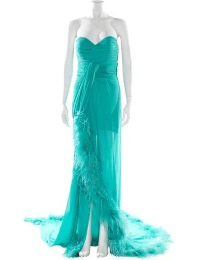 Pre-owned Tarik Ediz Strapless Long Dress In Blue
