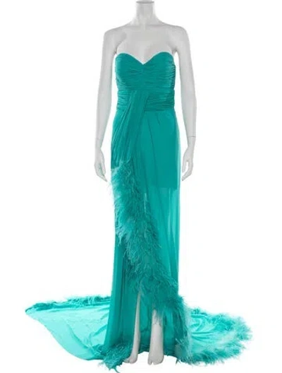 Pre-owned Tarik Ediz Strapless Long Dress In Blue