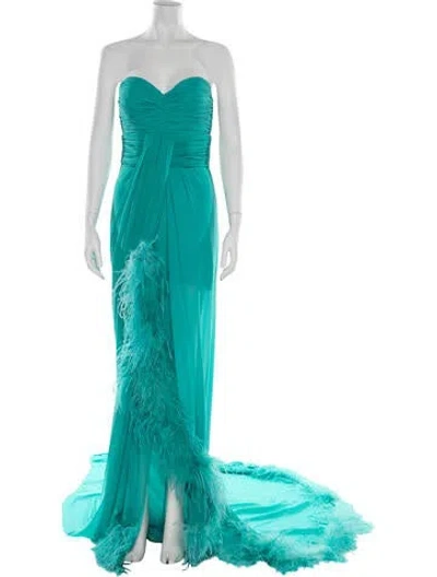 Pre-owned Tarik Ediz Strapless Long Dress In Blue