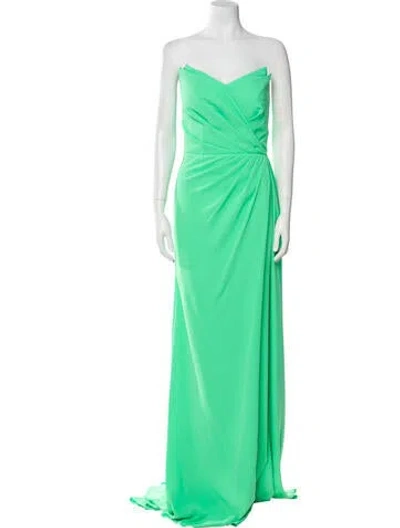 Pre-owned Tarik Ediz Strapless Long Dress In Green