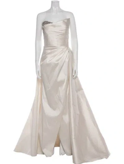 Pre-owned Tarik Ediz Strapless Long Dress In Neutral