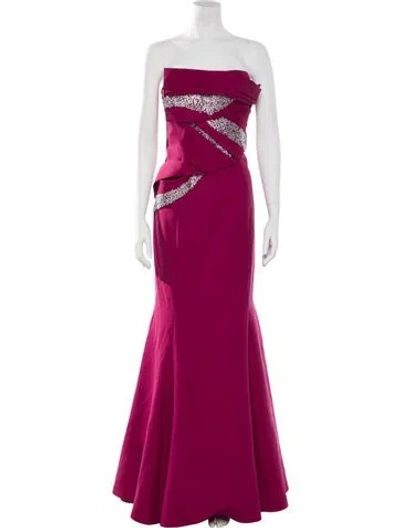 Pre-owned Tarik Ediz Strapless Long Dress In Pink
