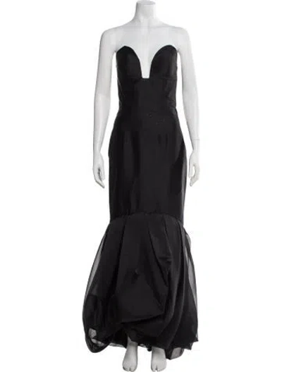 Pre-owned Tarik Ediz Strapless Long Dress W/ Tags In Black