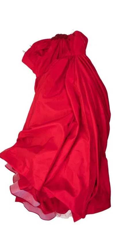 Pre-owned Tarik Ediz Strapless Long Dress W/ Tags In Red