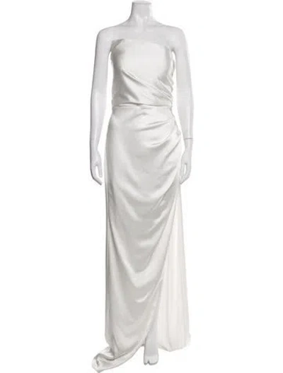 Pre-owned Tarik Ediz Strapless Long Dress In White