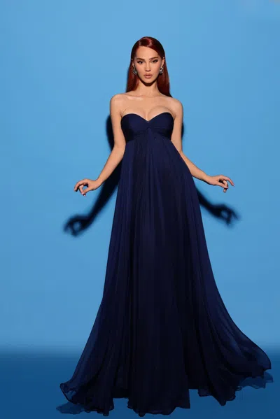 Tarik Ediz Strapless Macie Gown In Multi