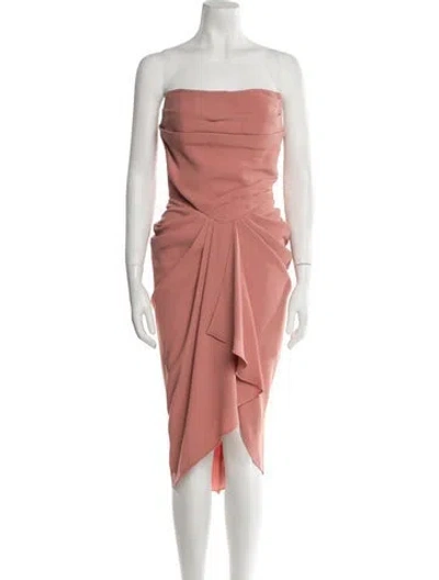 Pre-owned Tarik Ediz Strapless Midi Length Dress W/ Tags In Orange
