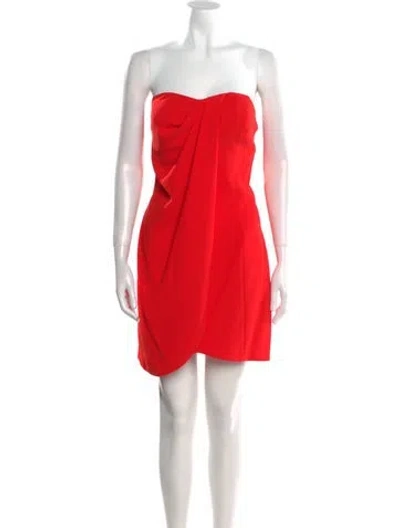 Pre-owned Tarik Ediz Strapless Mini Dress W/ Tags In Red