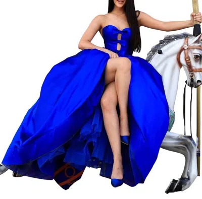 Tarik Ediz Strapless Sweetheart Neck Dress In Royal In Blue