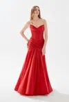 Tarik Ediz Tamara Taffeta Gown In Red