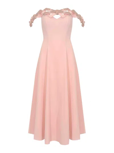 Tarik Ediz Dress  In Crepe With Rhinestones Ice Pink In Multi