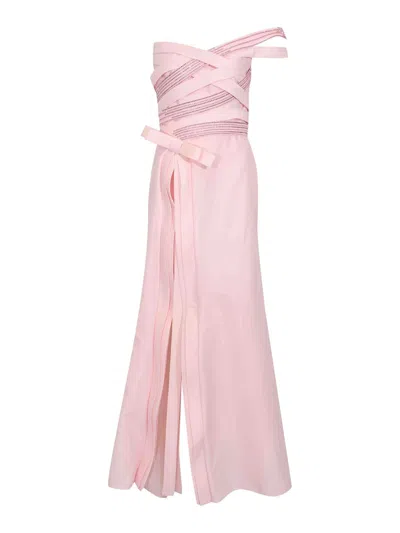 Tarik Ediz Perli 99093 Long Dress In Pink
