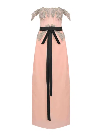 Tarik Ediz Long Dress Ideas 99151 Organza In Pink