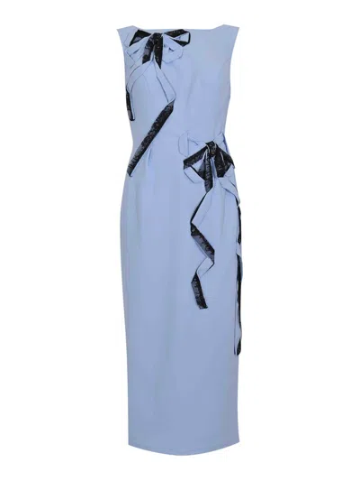 Tarik Ediz Midi Dress 66638 In Crepe Blue Aura In Multi
