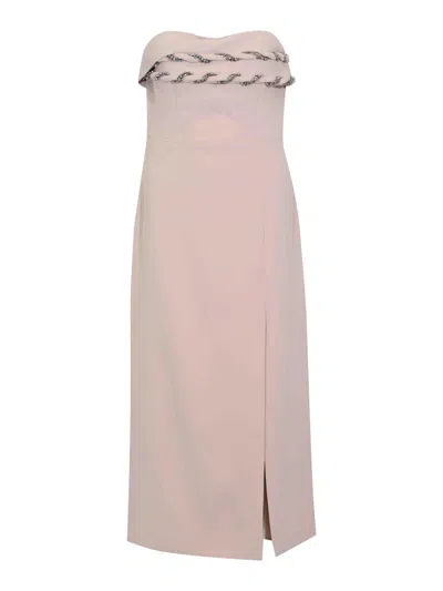 Tarik Ediz Midi Dress 66666 In Crepe With Rhinestones In Multi