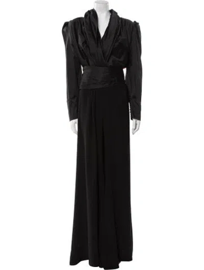 Pre-owned Tarik Ediz V-neck Jumpsuit In Black