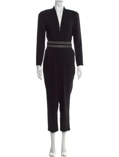 Pre-owned Tarik Ediz V-neck Jumpsuit In Black