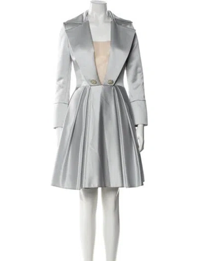 Pre-owned Tarik Ediz V-neck Knee-length Dress In Gray