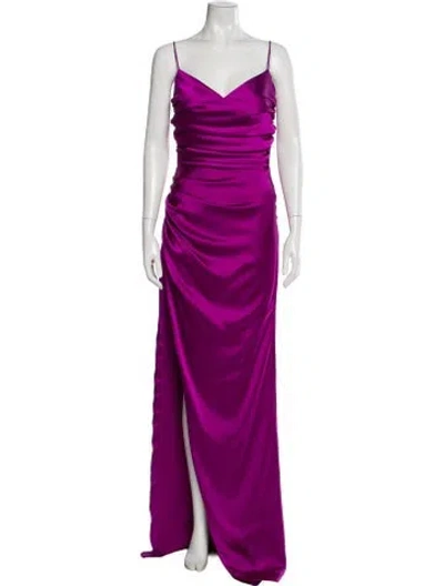 Pre-owned Tarik Ediz V-neck Long Dress In Purple