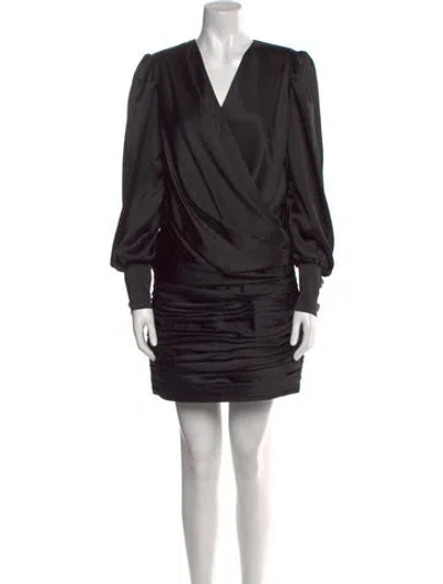 Pre-owned Tarik Ediz V-neck Mini Dress In Black