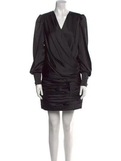 Pre-owned Tarik Ediz V-neck Mini Dress In Black