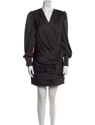Pre-owned Tarik Ediz V-neck Mini Dress In Black