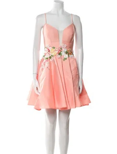 Pre-owned Tarik Ediz V-neck Mini Dress In Pink