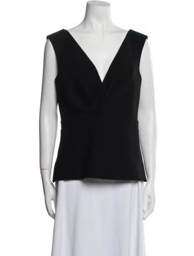 Pre-owned Tarik Ediz V-neck Sleeveless Top In Black