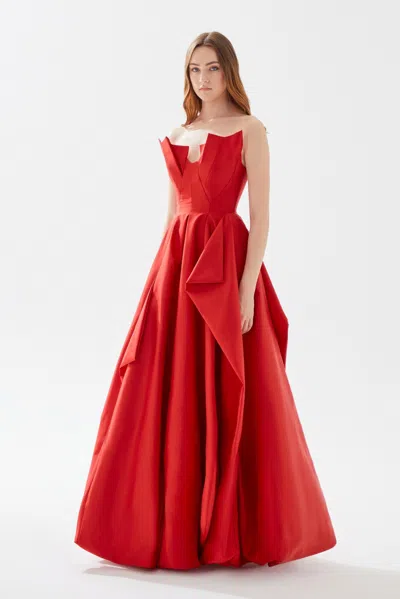 Tarik Ediz Willa Gown In Red