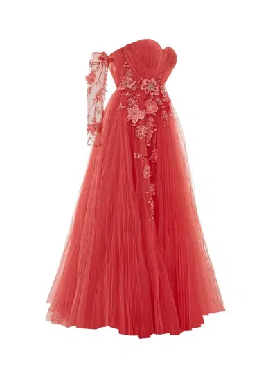 Tarik Ediz Women's Three Dimensional Floral Strapless Gown In Terracota In Multi