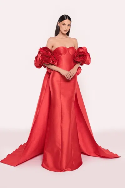 Tarik Ediz Yvette Taffeta Gown In Red