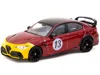 Tarmac Works Alfa Romeo Giulia Gtam #13 Red Metallic And Yellow With Black Top "global64" Series 1/64 Diecast Mod