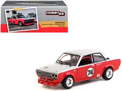 Tarmac Works Datsun 510 #74 Daniel Wu "trans-am B-sedan 2.5 Challenge" (2023) Silver And Red "hobby64" Series 1/6
