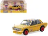 Tarmac Works Datsun 510 "og Beer" Yellow With Checkered Top "hobby64" Series 1/64 Diecast Model Car By Tarmac Wor In Yellow