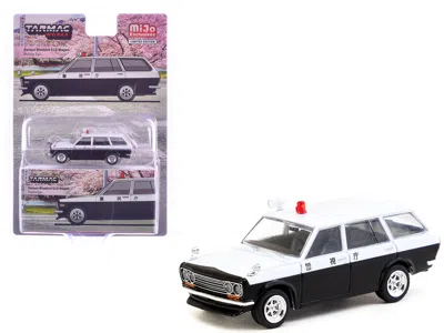 Tarmac Works Datsun Bluebird 510 Wagon "japan Police Car" Black And White "global64" Series 1/64 Diecast Model By In Multi