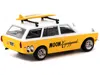 Tarmac Works Datsun Bluebird 510 Wagon Yellow And White "moon Equipped" With Roof Rack And Surfboard "global64" S