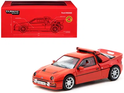 Tarmac Works Ford Rs200 Red "hobby64" Series 1/64 Diecast Model Car By