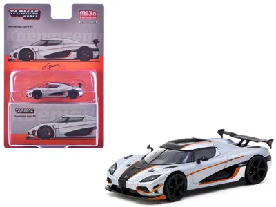 Tarmac Works Koenigsegg Agera Rs Moon Silver Metallic With Black And Orange Stripes "global64" Series 1/64 Diecas In Multi