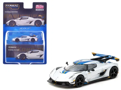 Tarmac Works Koenigsegg Jesko Attack Silver Metallic With Blue Stripes "global64" Series 1/64 Diecast Model By Ta In Multi