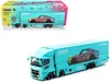 Tarmac Works Mitsubishi Fuso Truck With Transporter "liberty Walk - Suzuki Transport" Light Blue With Graphics "t In Blue